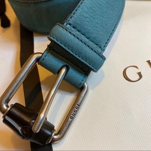 Gucci Green Suede Bamboo Leather Belt